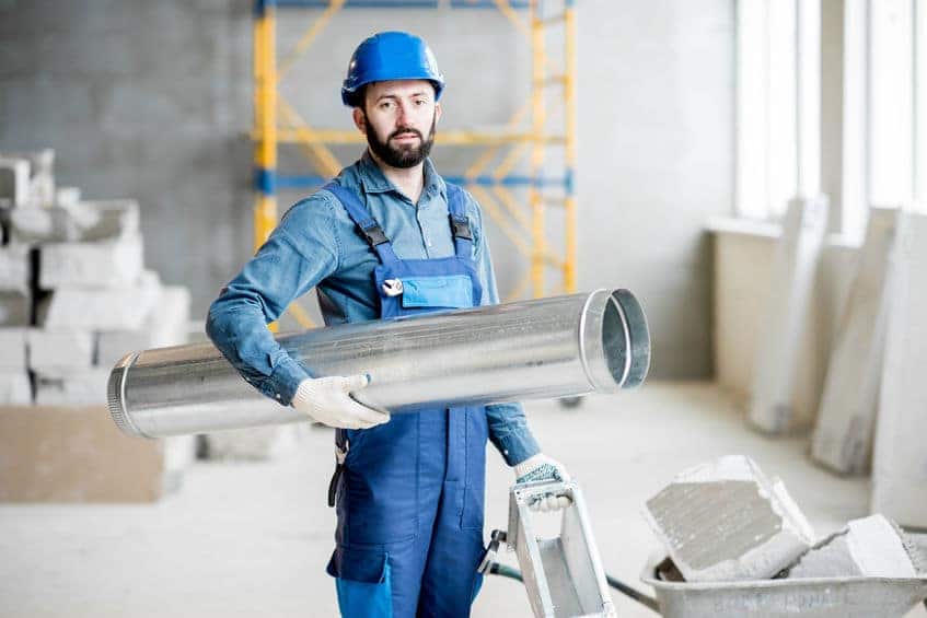 HVAC-Repair-Contractor-working-on-Air-Duct-pipings